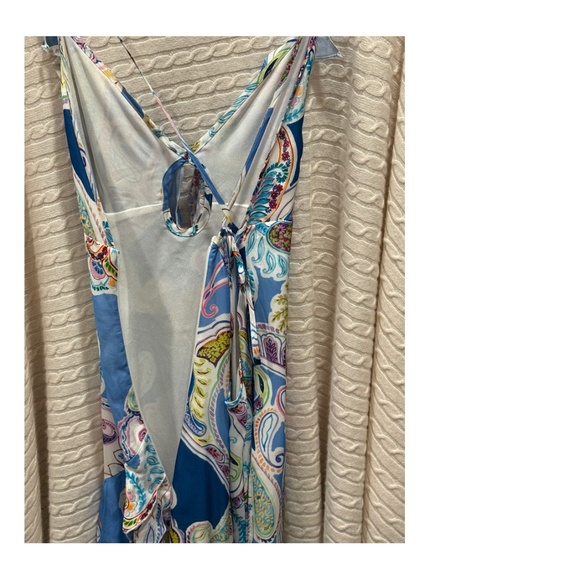 Milly Edra Paisley Ruffle Maxi Dress Blue Multi | Size 2 - Picture 13 of 15